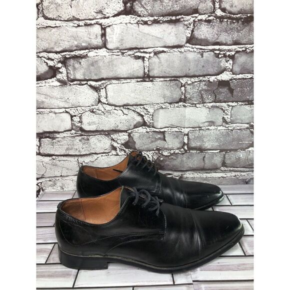 AQUILA Italian made Black Leather Cap Toe Dress Lace Up Shoes Men Sz 41EU/8M US - Picture 11 of 16